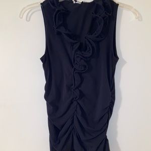 CAbi navy ruffle top 740